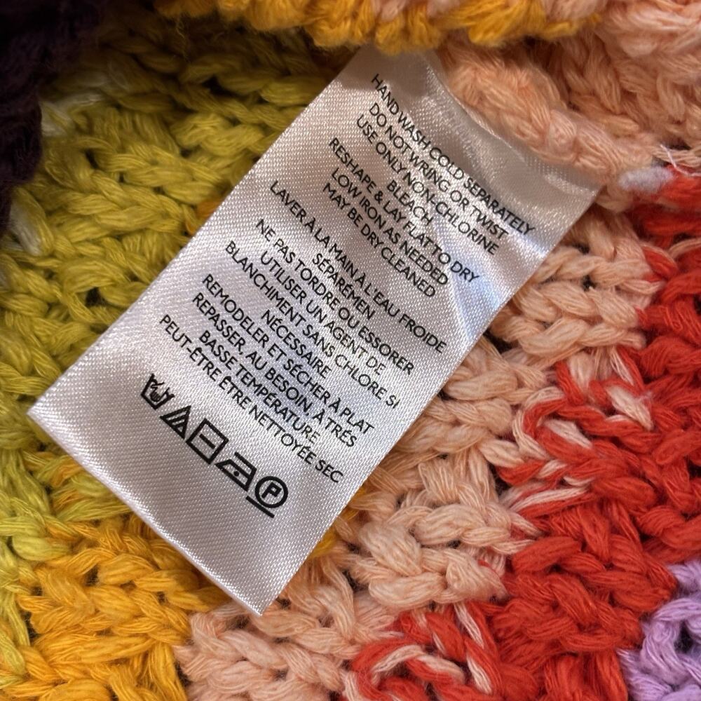 Free People Rainbow Stripe Crochet Knit Sweater Vest Boho Festival Crop Small - Picture 6 of 7
